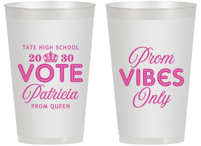Personalized Prom 14 oz Frosted Cups - Queen Vote | 50017