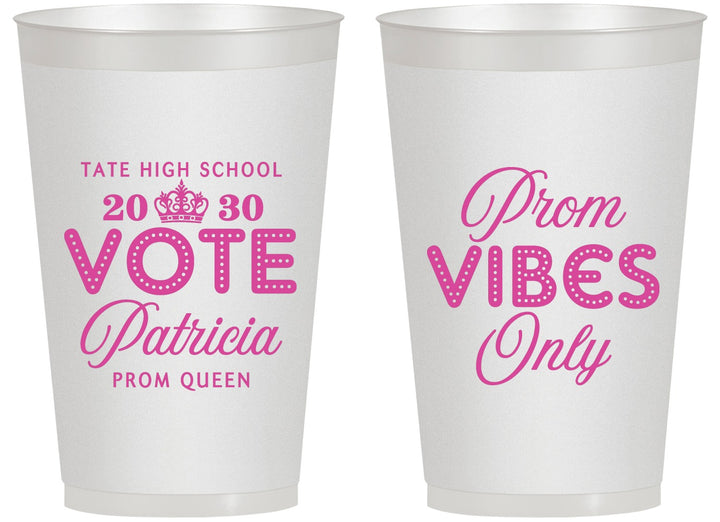 Personalized Prom 14 oz Frosted Cups - Queen Vote | 50017