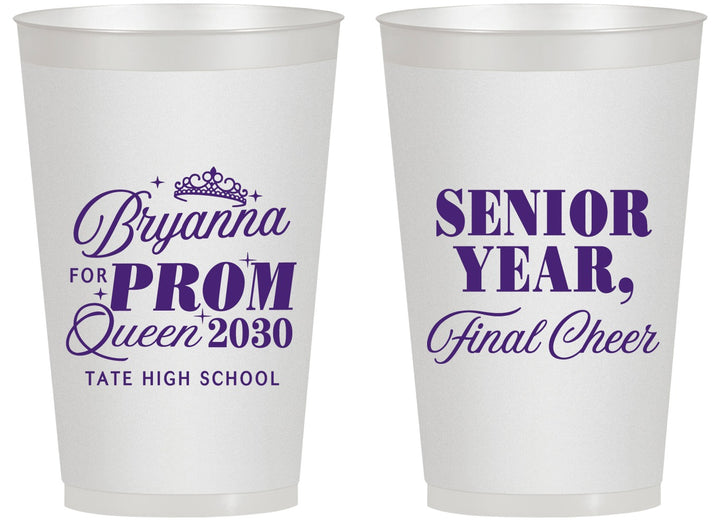 Personalized Prom 14 oz Frosted Cups - Queen Vote | 50018