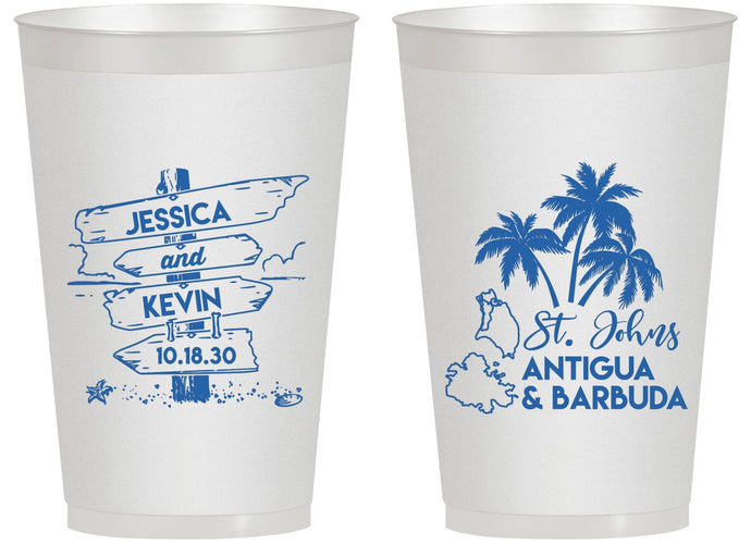 Personalized Wedding 14 oz Frosted Cups - Antigua And Barbuda | 503
