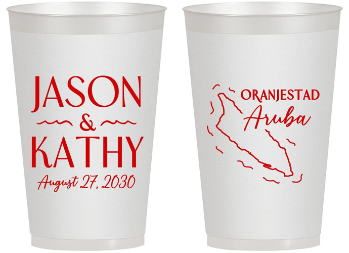 Personalized Wedding 14 oz Frosted Cups - Aruba | 504