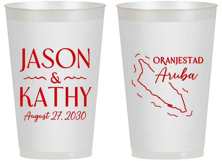 Personalized Wedding 14 oz Frosted Cups - Aruba | 504