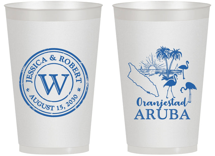 Personalized Wedding 14 oz Frosted Cups - Aruba | 505