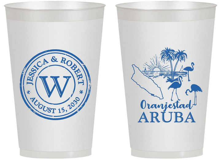 Personalized Wedding 14 oz Frosted Cups - Aruba | 505
