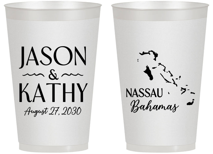 Personalized Wedding 14 oz Frosted Cups - Bahamas | 506