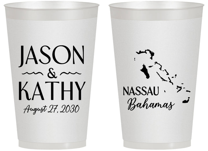 Personalized Wedding 14 oz Frosted Cups - Bahamas | 506