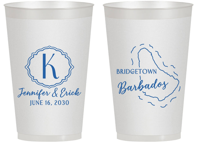 Personalized Wedding 14 oz Frosted Cups - Barbados | 508