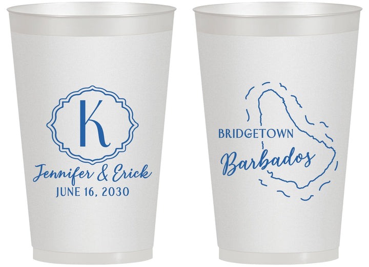 Personalized Wedding 14 oz Frosted Cups - Barbados | 508