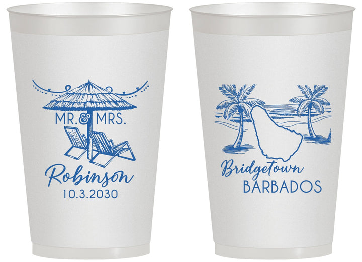 Personalized Wedding 14 oz Frosted Cups - Barbados | 509