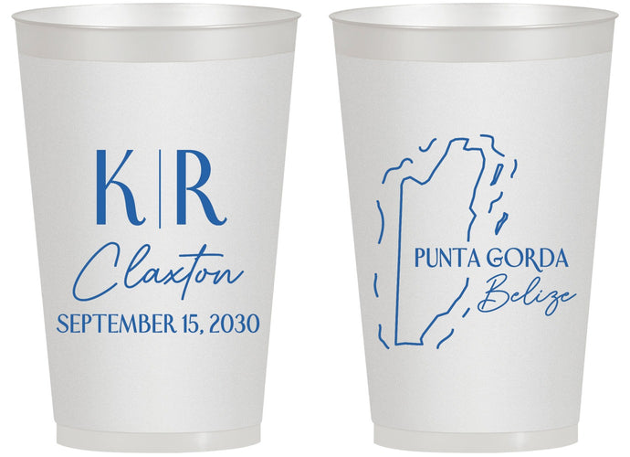Personalized Wedding 14 oz Frosted Cups - Belize | 510