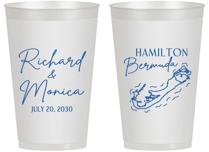 Personalized Wedding 14 oz Frosted Cups - Bermuda | 512