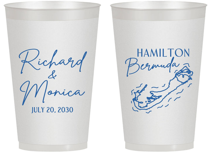 Personalized Wedding 14 oz Frosted Cups - Bermuda | 512