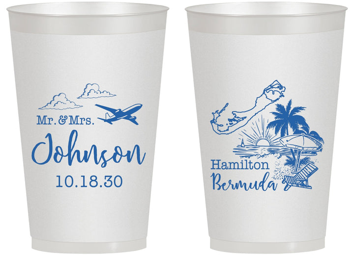 Personalized Wedding 14 oz Frosted Cups - Bermuda | 513