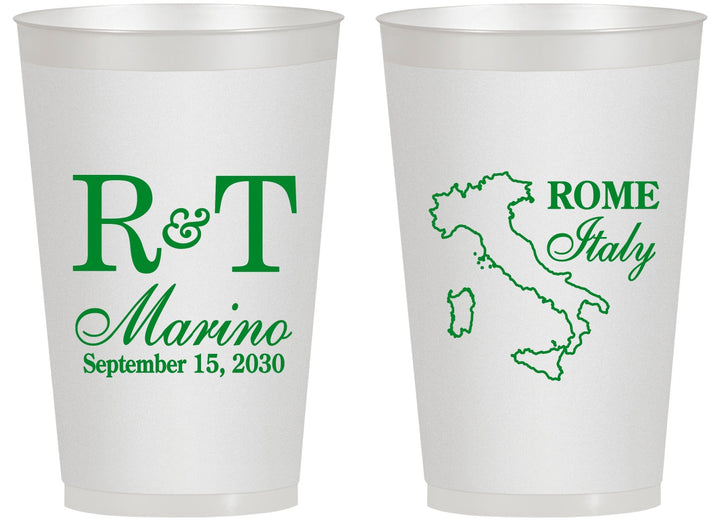 Personalized Wedding 14 oz Frosted Cups - Italy | 514