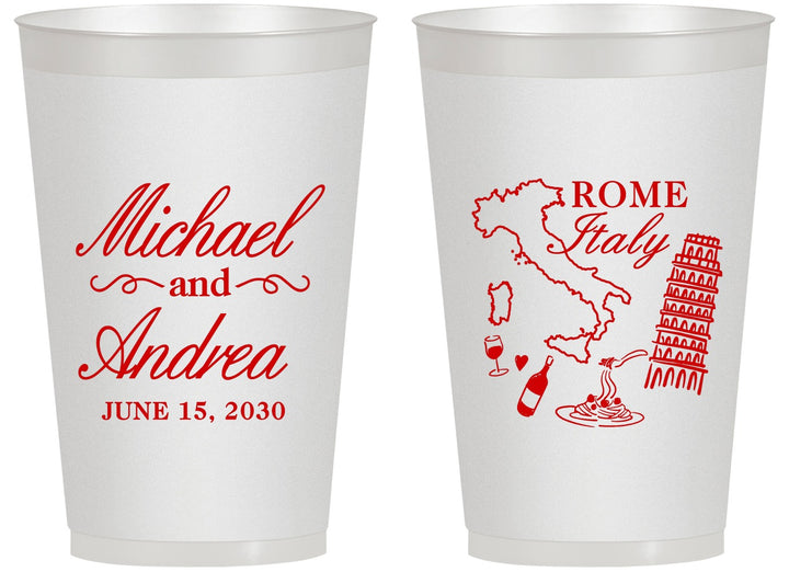 Personalized Wedding 14 oz Frosted Cups - Italy | 515