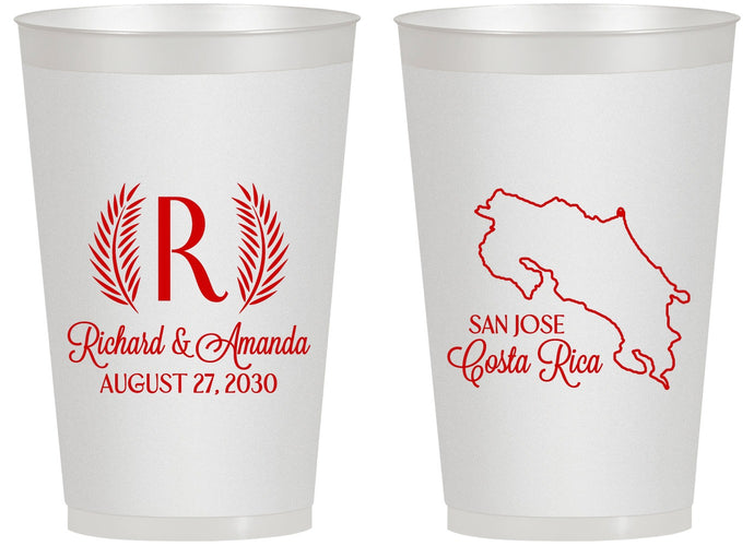 Personalized Wedding 14 oz Frosted Cups - Costa Rica | 518