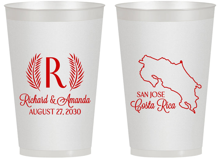 Personalized Wedding 14 oz Frosted Cups - Costa Rica | 518