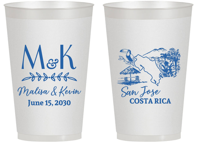 Personalized Wedding 14 oz Frosted Cups - Costa Rica | 519