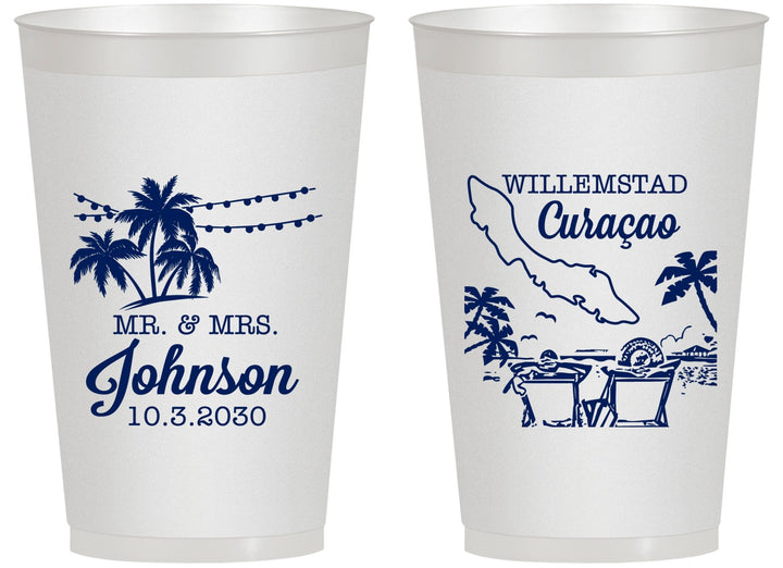 Personalized Wedding 14 oz Frosted Cups - Curacao | 521