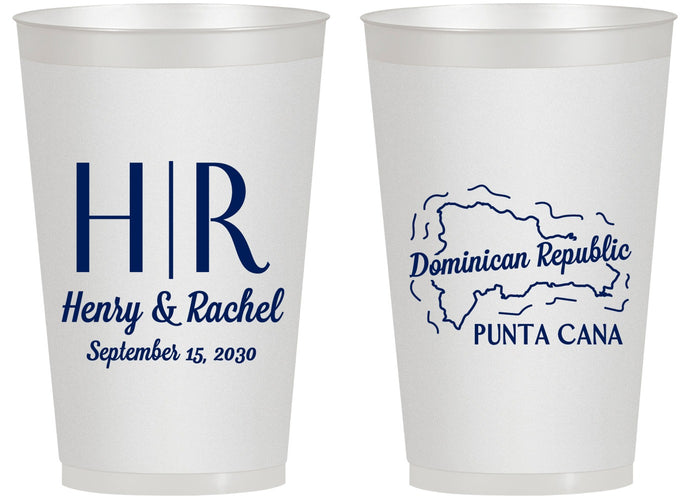 Personalized Wedding 14 oz Frosted Cups - Domincan Republic | 522