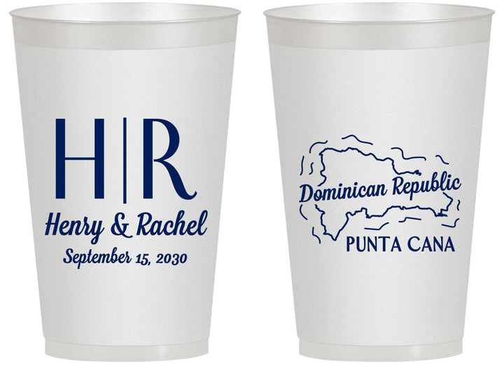 Personalized Wedding 14 oz Frosted Cups - Domincan Republic | 522
