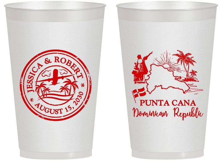 Personalized Wedding 14 oz Frosted Cups - Domincan Republic | 523