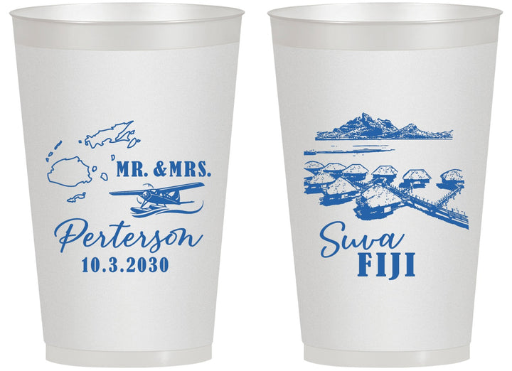 Personalized Wedding 14 oz Frosted Cups - Fiji | 525