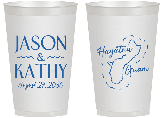 Personalized Wedding 14 oz Frosted Cups - Guam | 526