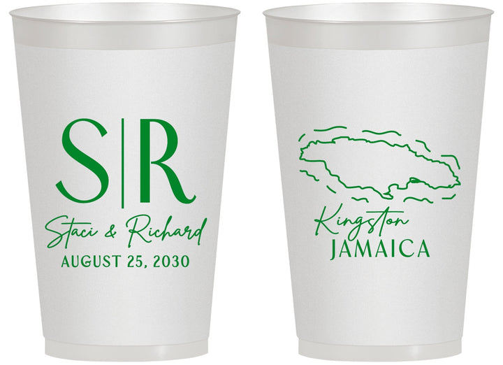 Personalized Wedding 14 oz Frosted Cups - Jamaica | 530
