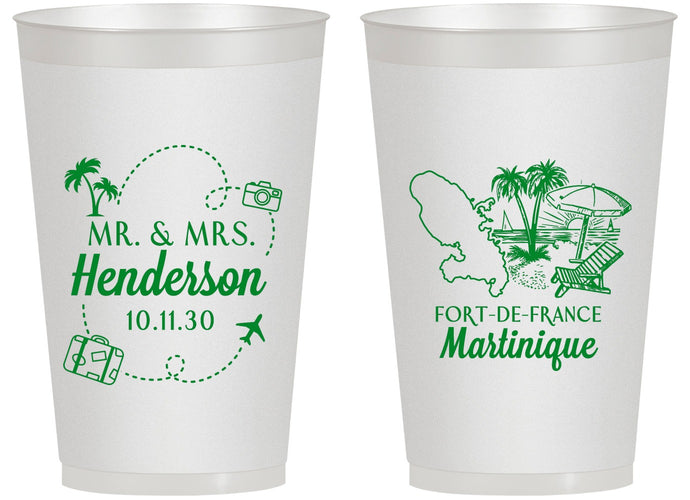 Personalized Wedding 14 oz Frosted Cups - Martinique | 533