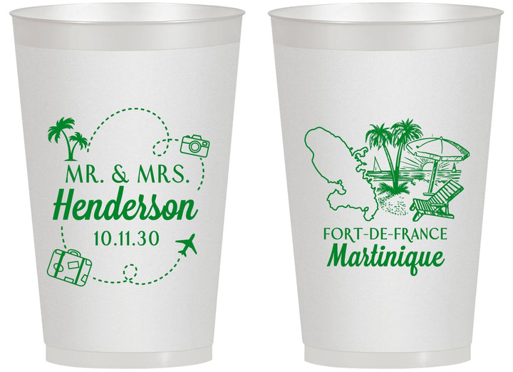 Personalized Wedding 14 oz Frosted Cups - Martinique | 533