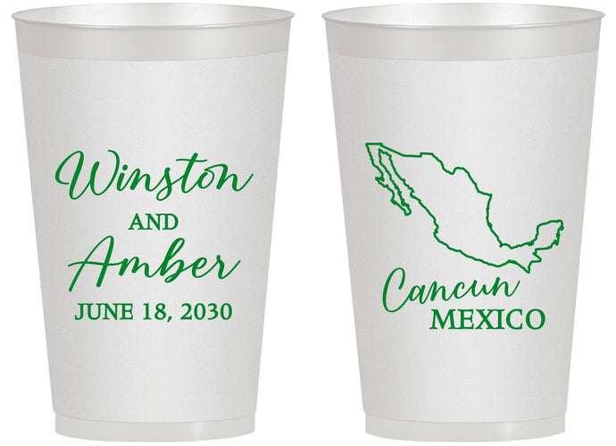 Personalized Wedding 14 oz Frosted Cups - Mexico | 534