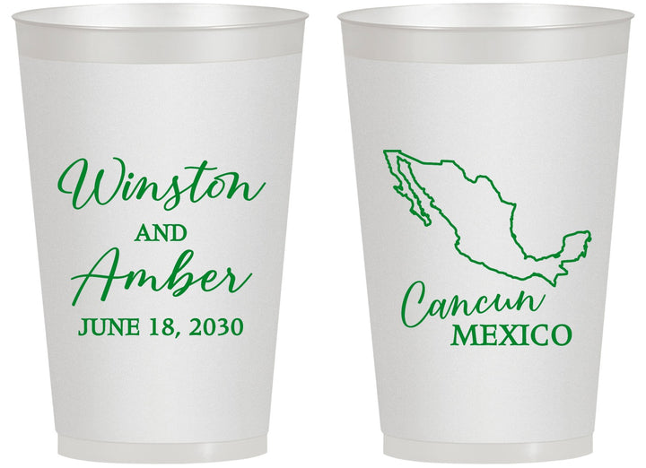 Personalized Wedding 14 oz Frosted Cups - Mexico | 534
