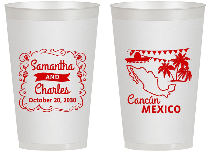 Personalized Wedding 14 oz Frosted Cups - Mexico | 535
