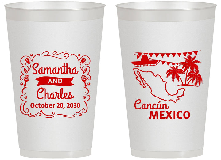 Personalized Wedding 14 oz Frosted Cups - Mexico | 535