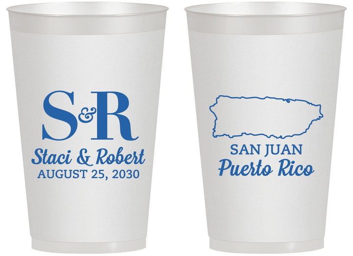 Personalized Wedding 14 oz Frosted Cups - Puerto Rico | 538