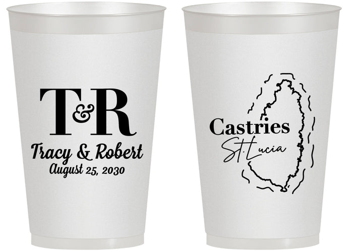 Personalized Wedding 14 oz Frosted Cups - St Lucia | 540