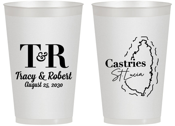 Personalized Wedding 14 oz Frosted Cups - St Lucia | 540