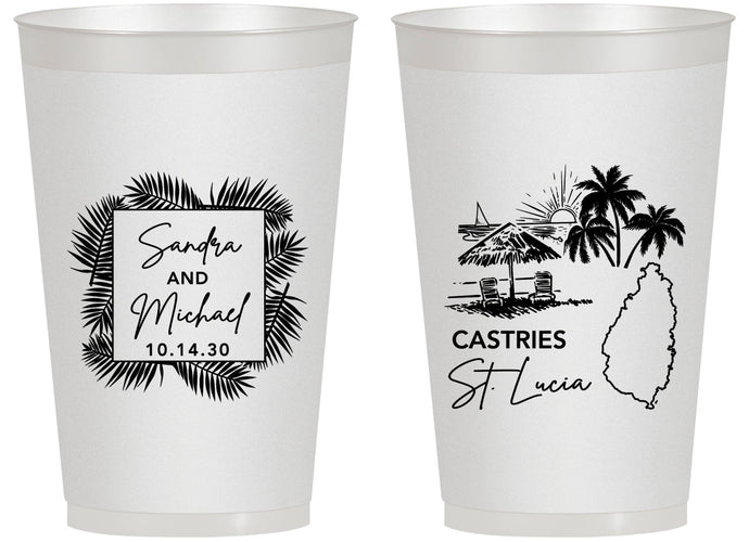 Personalized Wedding 14 oz Frosted Cups - St Lucia | 541
