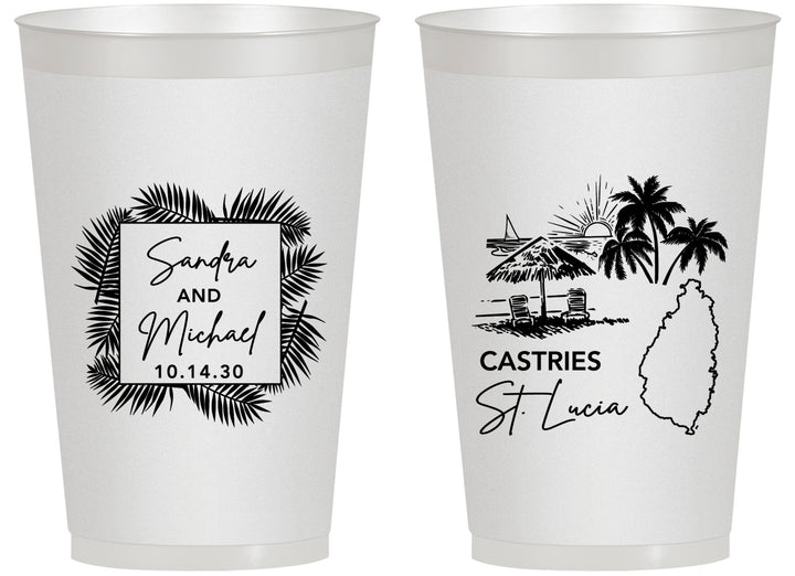 Personalized Wedding 14 oz Frosted Cups - St Lucia | 541