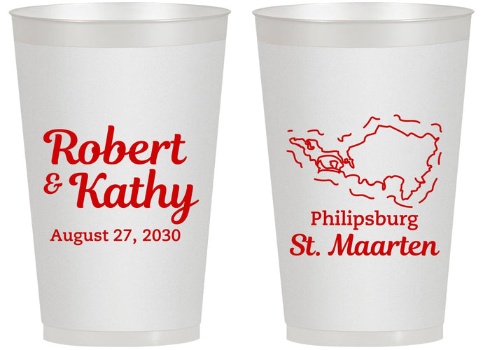 Personalized Wedding 14 oz Frosted Cups - St Maarten | 542