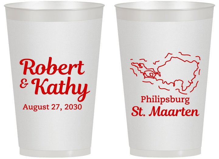 Personalized Wedding 14 oz Frosted Cups - St Maarten | 542