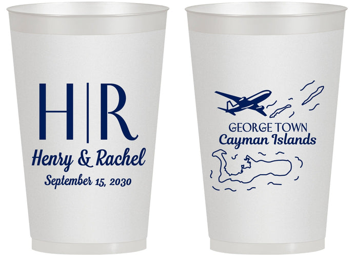Personalized Wedding 14 oz Frosted Cups - Cayman Island | 544