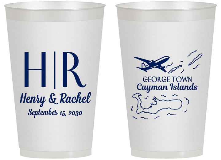 Personalized Wedding 14 oz Frosted Cups - Cayman Island | 544