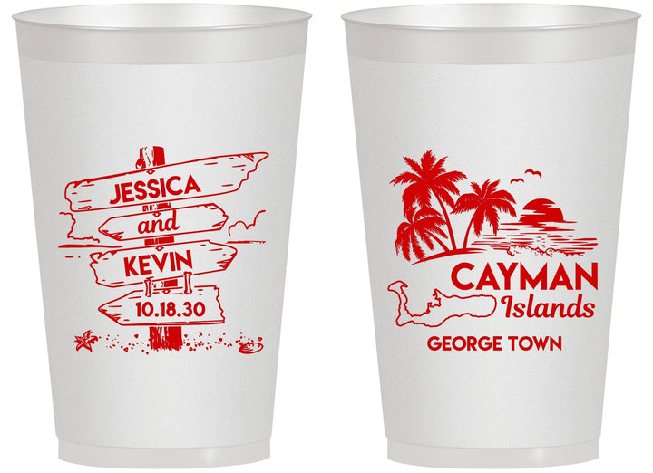 Personalized Wedding 14 oz Frosted Cups - Cayman Island | 545