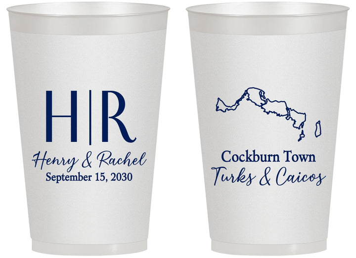 Personalized Wedding 14 oz Frosted Cups - Turks And Caicos | 546