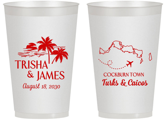Personalized Wedding 14 oz Frosted Cups - Turks And Caicos | 547