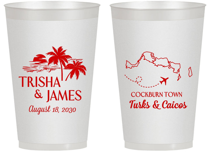 Personalized Wedding 14 oz Frosted Cups - Turks And Caicos | 547