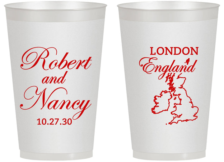 Personalized Wedding 14 oz Frosted Cups - England | 548