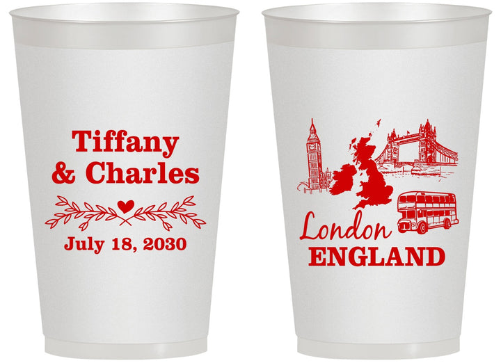 Personalized Wedding 14 oz Frosted Cups - England | 549
